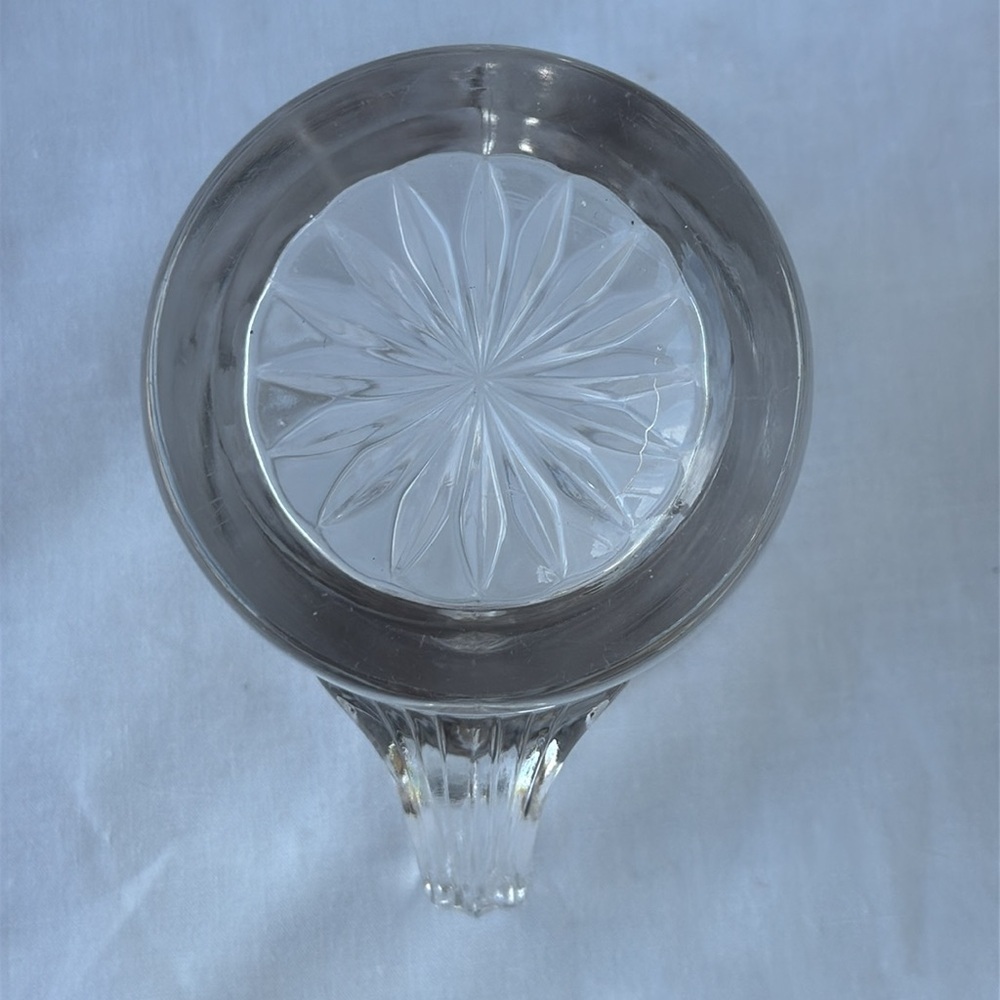 Vintage Clear Glass Creamer with Etched Design of Grapes Fruit - Picture 6 of 7